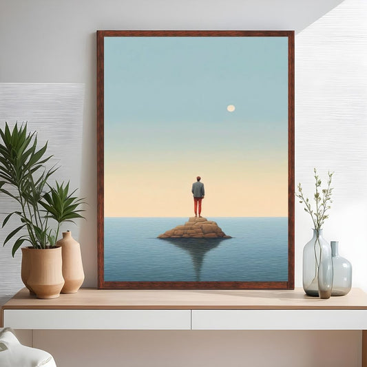 Lonely Figure on Island