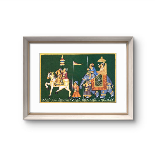 A Rajah's Procession - Handpainted Rajasthani Art