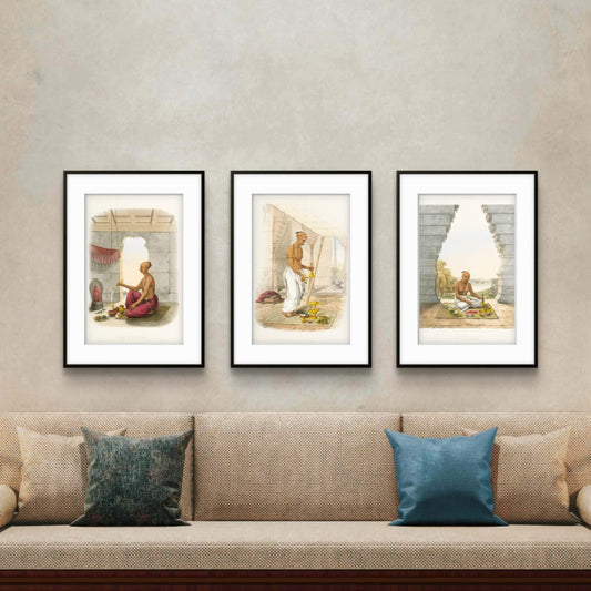 Brahmins performing Pooja - Set of 3