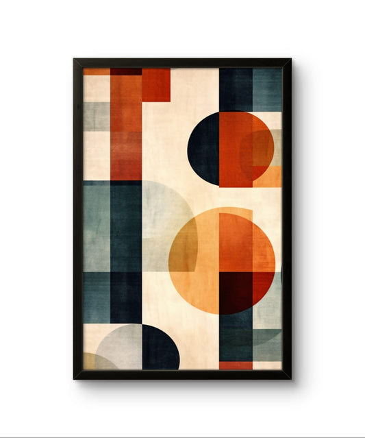 Circular Motion abstract art print featuring gold and silver tones
