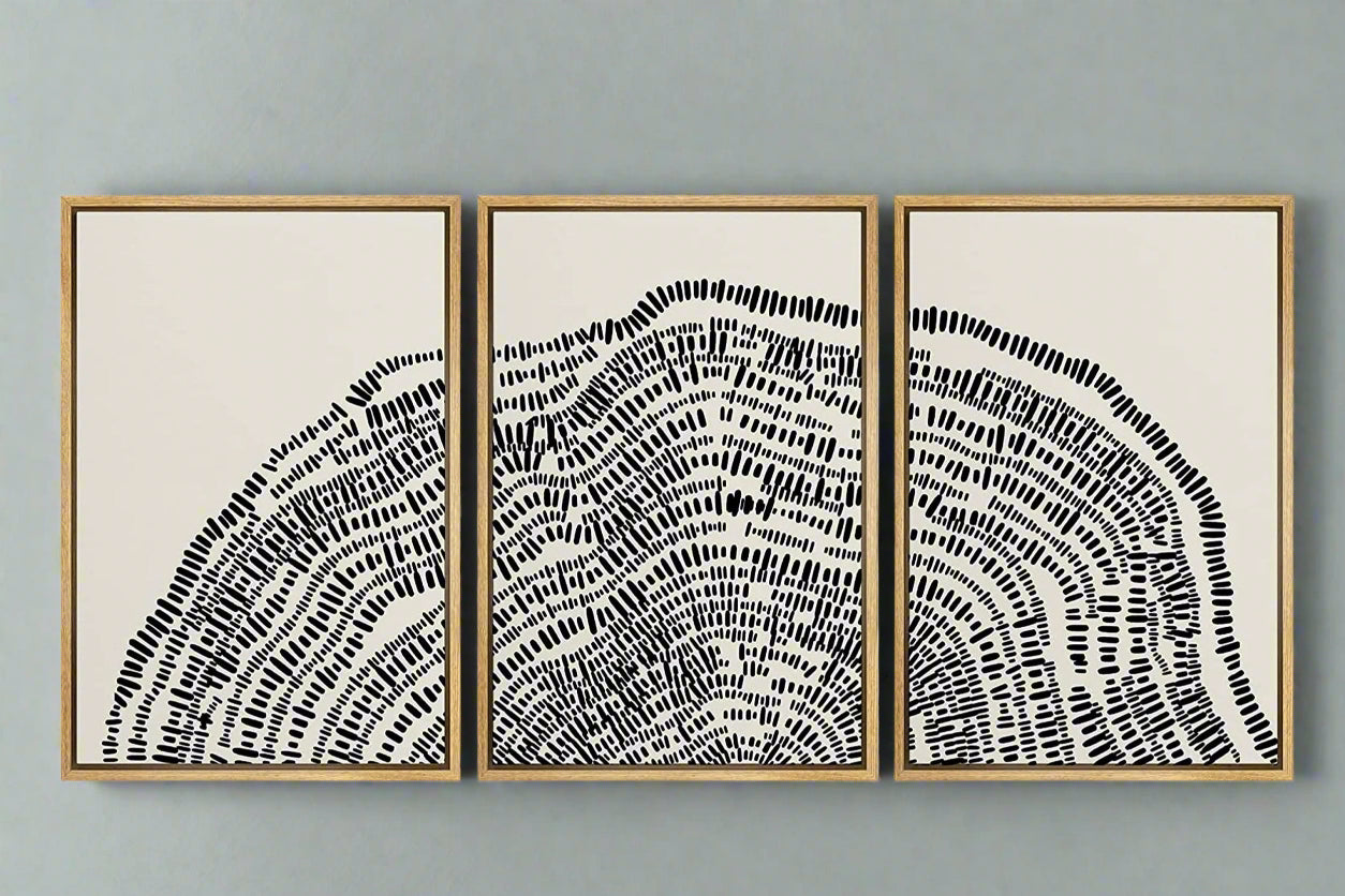 Tree Signs abstract art print featuring gold and silver tones