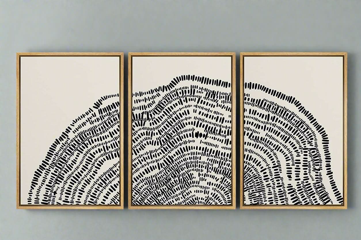 Tree Signs abstract art print featuring gold and silver tones
