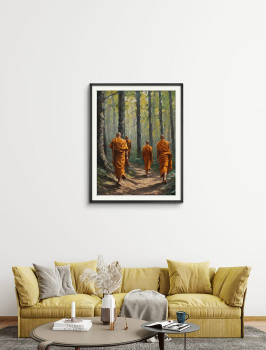 Monks in a forest