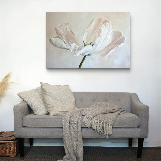 White Wonder abstract art print featuring gold and silver tones