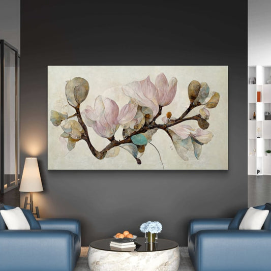 Magnolia Magique abstract art print featuring gold and silver tones
