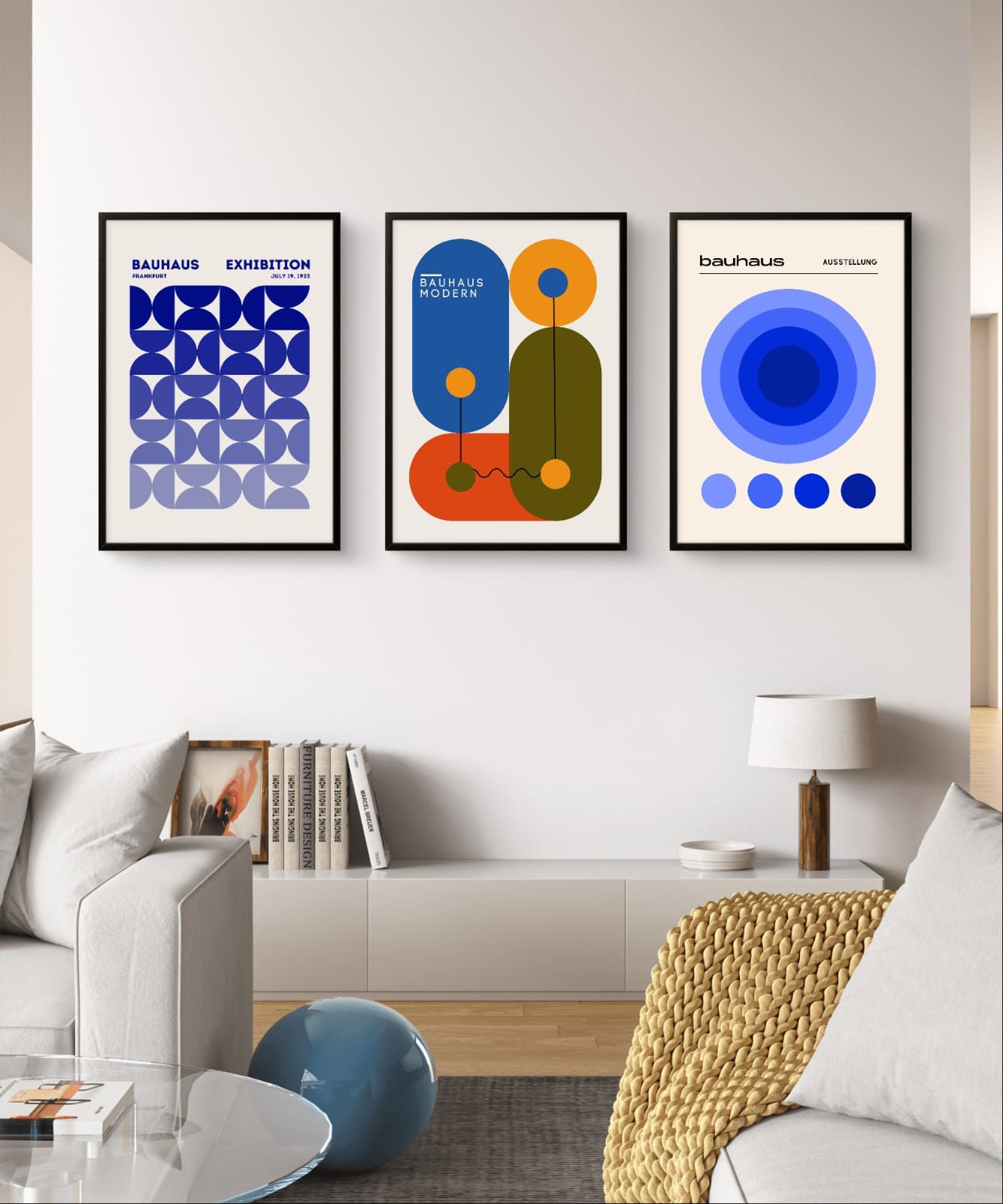 Bauhaus Blue – Premium Abstract Art Print