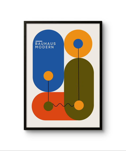 Bauhaus Blue – Premium Abstract Art Print