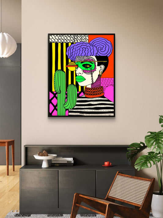 Neon Pop Art Woman Portrait