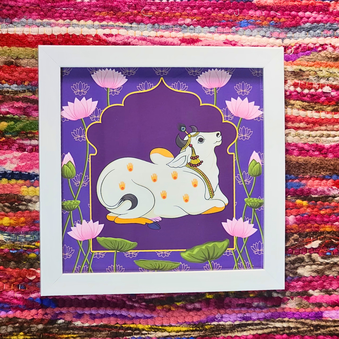 Pichwai Cow - Purple 9x9 inches