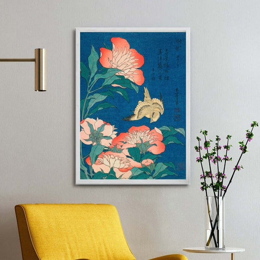 Japanese Flowers in Blue