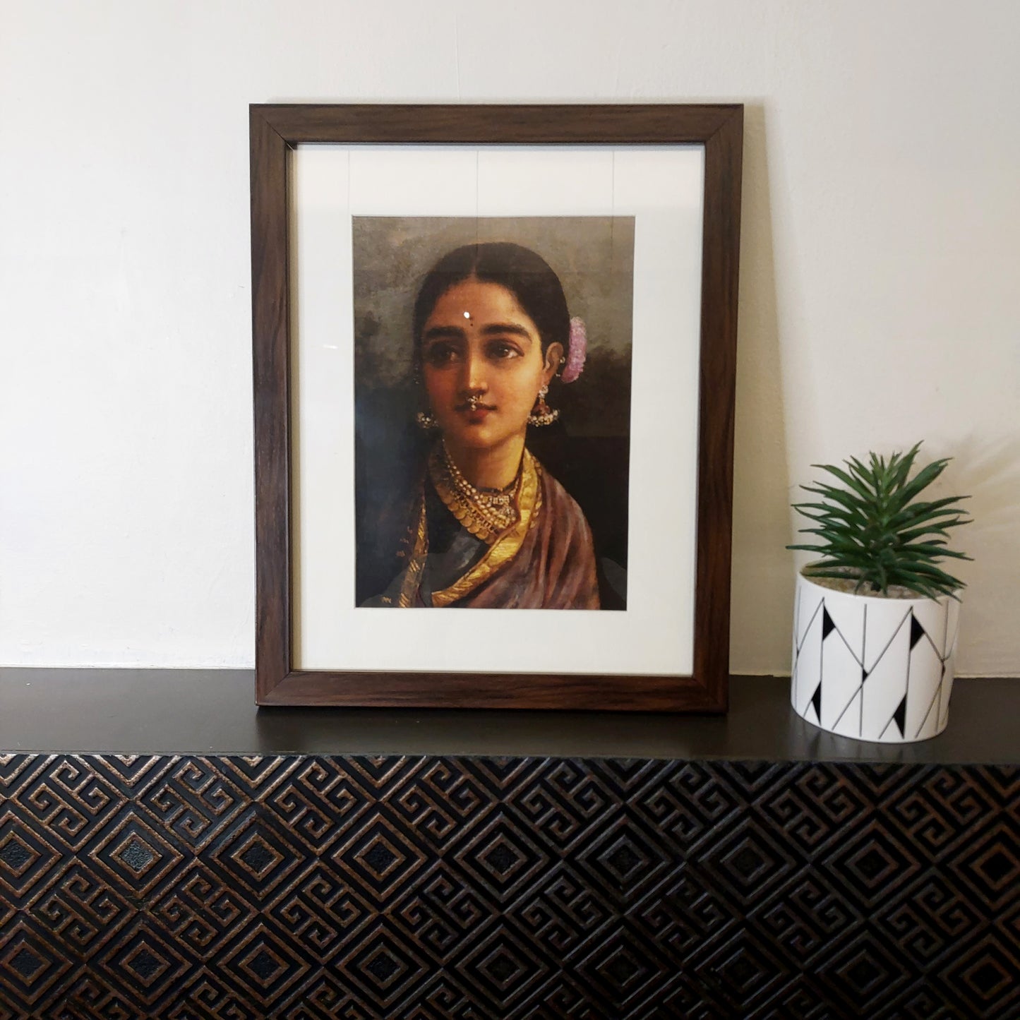 Radha by Raja Ravi Varma - Frame with mount 12.5" x 10"