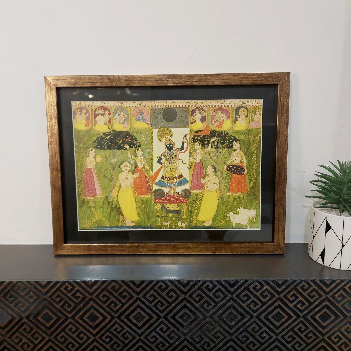 Shrinathji with Devotees 10.4 x 14 inches