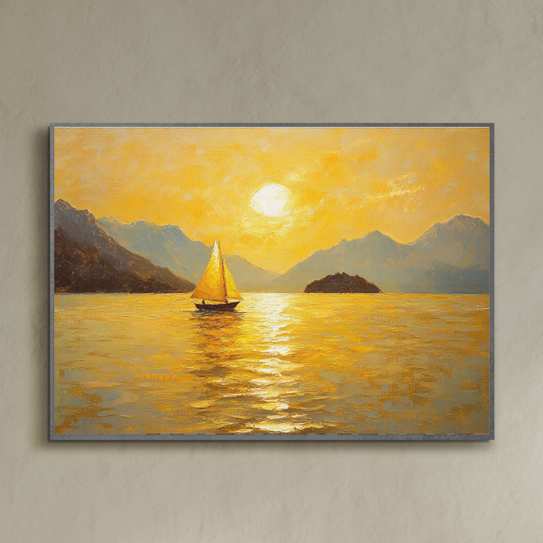 Golden sunrise over a lake