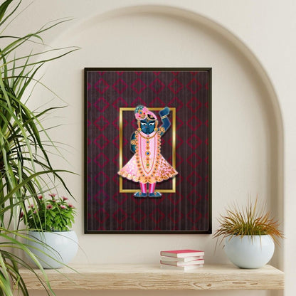 Pichwai Shrinathji in Golden frame  8 x 10 inches