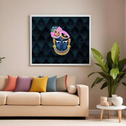 Pichwai Shrinathji on Patterned Background 9 x 11 inches