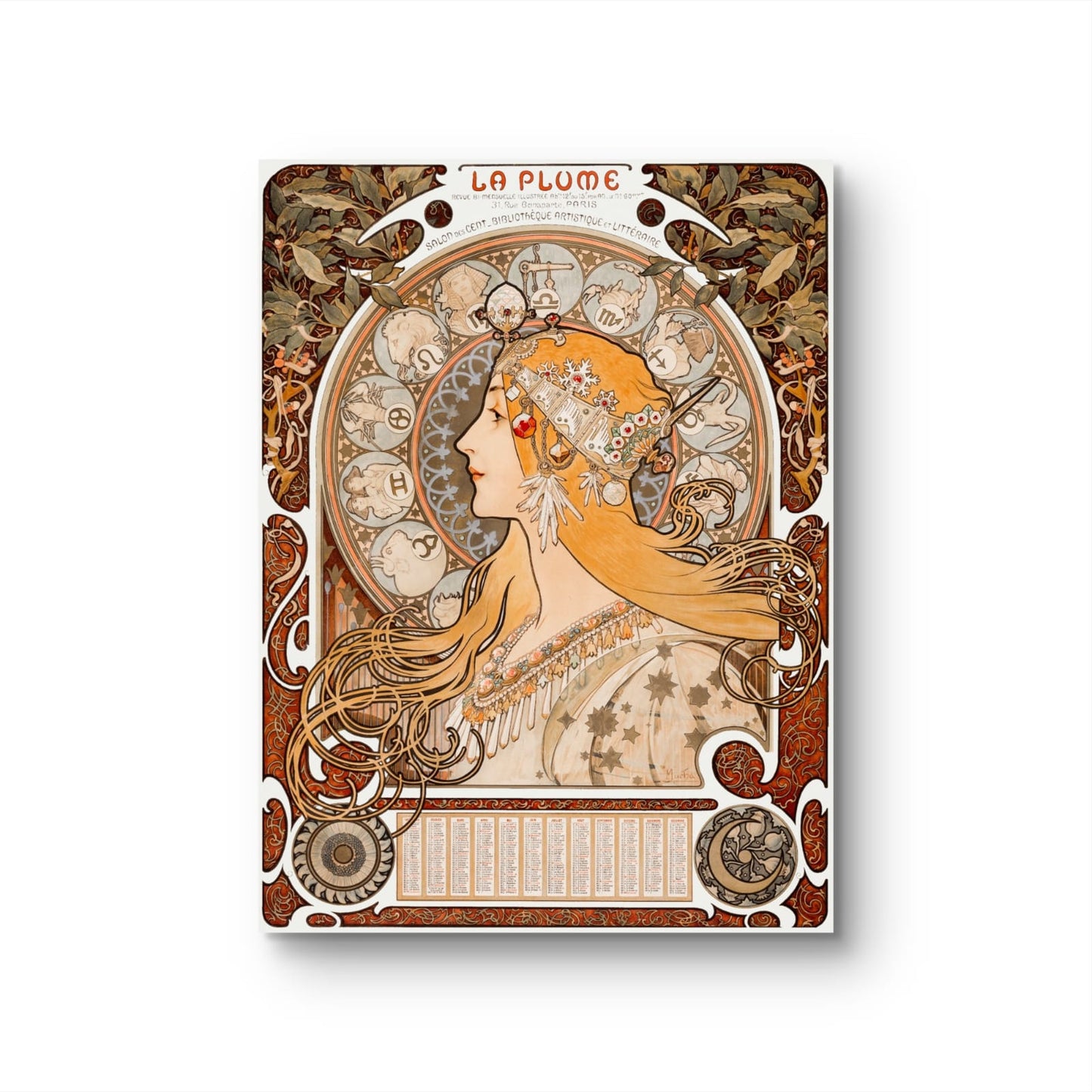 Decorative notebook cover with intricate design and 'La Plume' branding on a white background