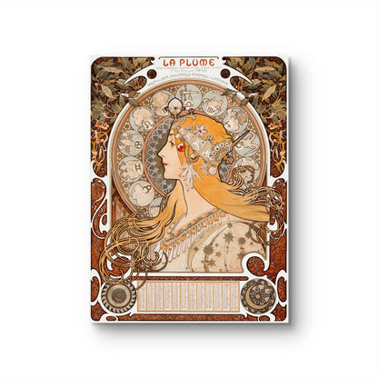 Decorative notebook cover with intricate design and 'La Plume' branding on a white background