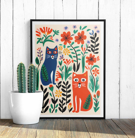 Cute cats and flowers