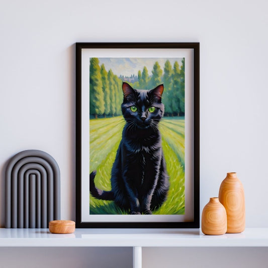 Cat in green field