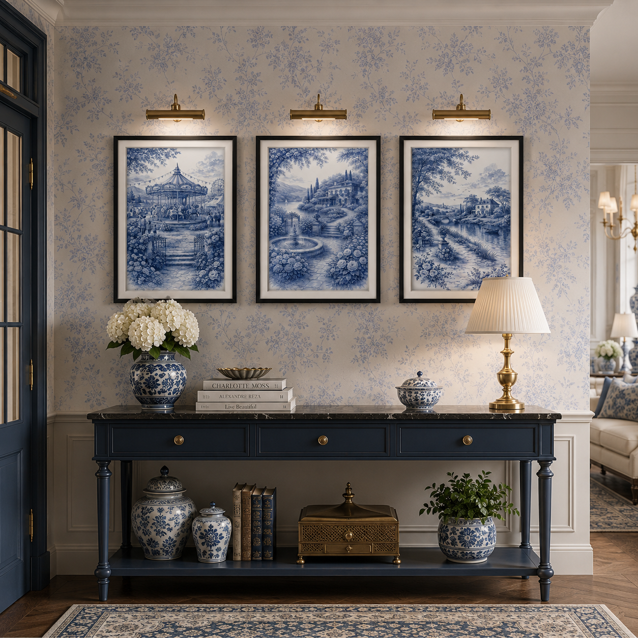 Royal Blue Landscapes -Set of 3