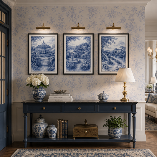 Royal Blue Landscapes -Set of 3