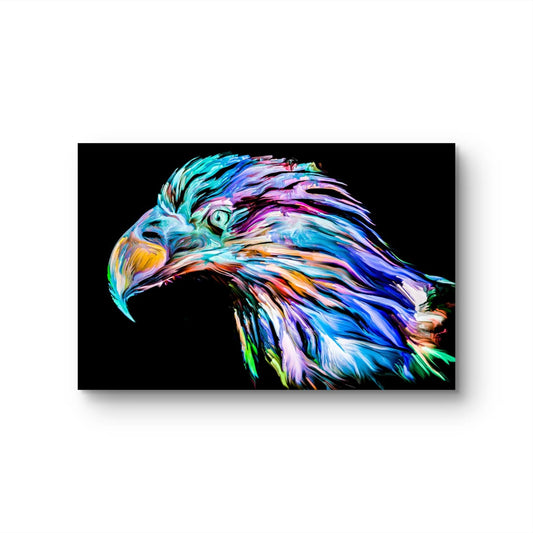 Eagle Head abstract art print featuring gold and silver tones