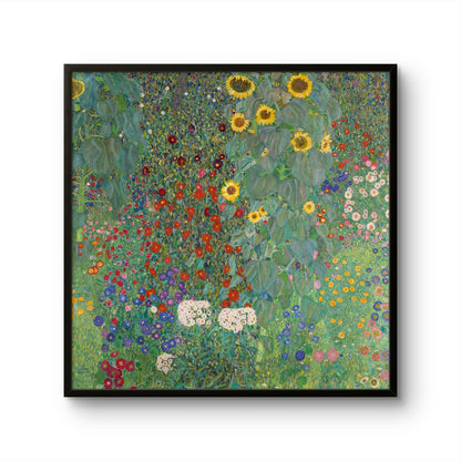 Framed artwork of a colorful floral design on a white background