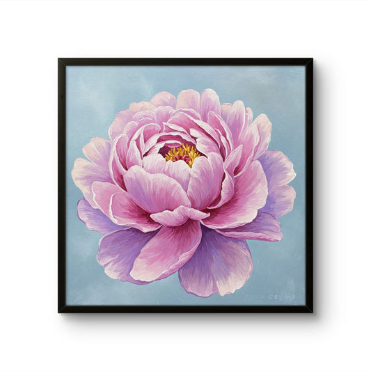 Petal Kiss abstract art print featuring gold and silver tones