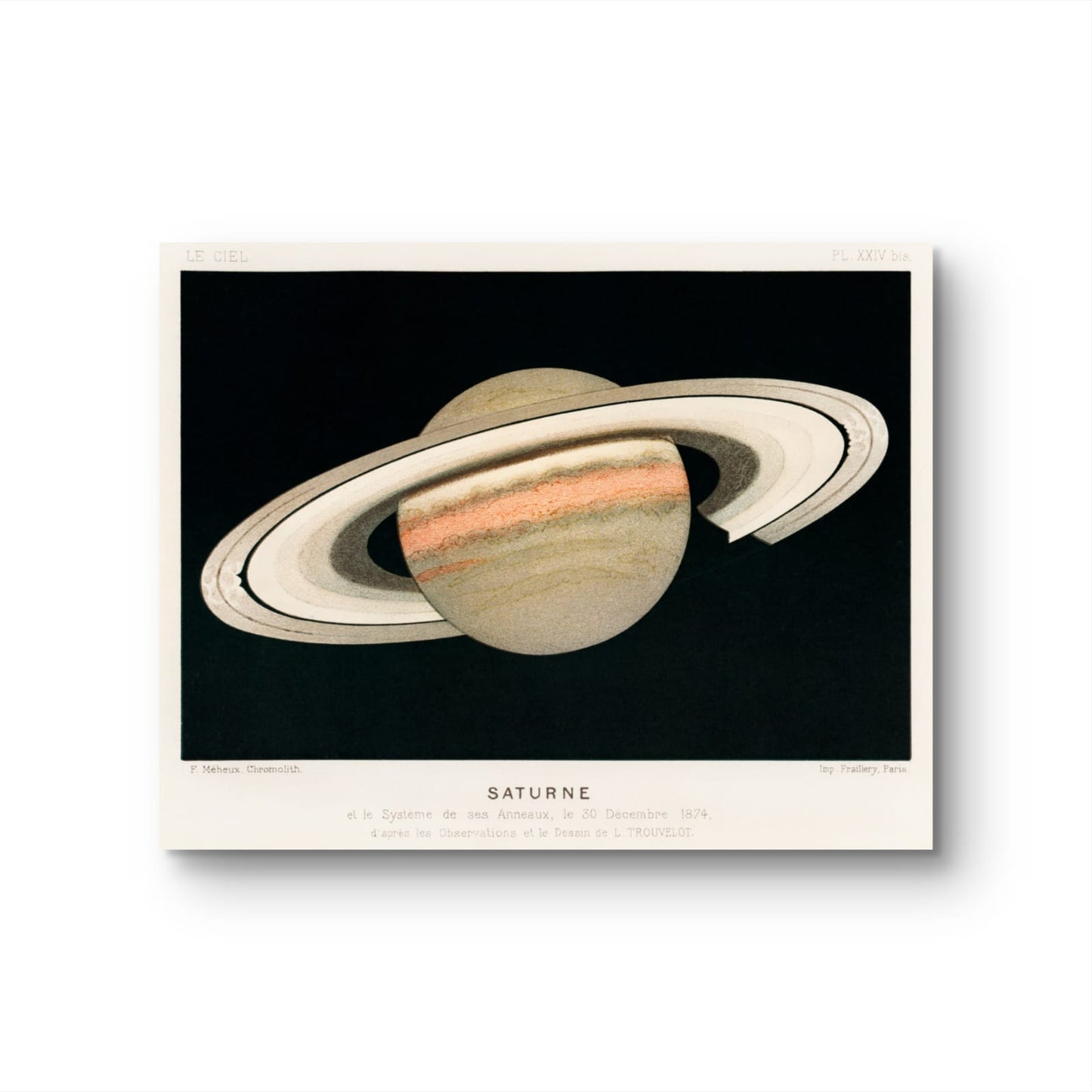 Illustration of Saturn on a black background with 'Saturne' text at the bottom.