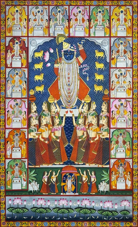 Hand Painted Shrinathji Elegance (3ft by 5ft) Unframed