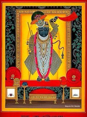 Hand Painted Pichwai Shrinathjii Yellow (3ft by 4ft) Unframed