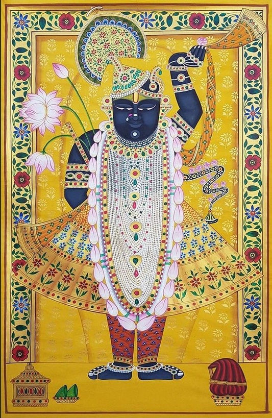 Hand Painted Pichwai Shrinathjii (3ft by 5ft) Unframed