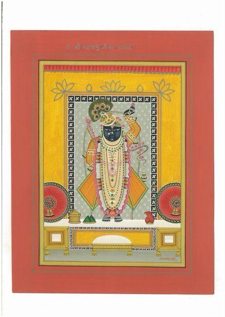 Hand Painted Pichwai Shrinathjii Red/Yellow (3ft by 4ft) Unframed