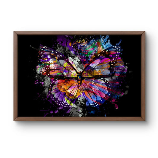 The Butterfly abstract art print featuring gold and silver tones
