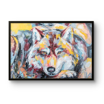 The Fox abstract art print featuring gold and silver tones
