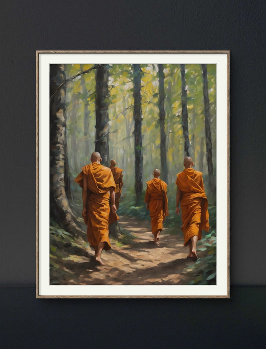 Monks in a forest