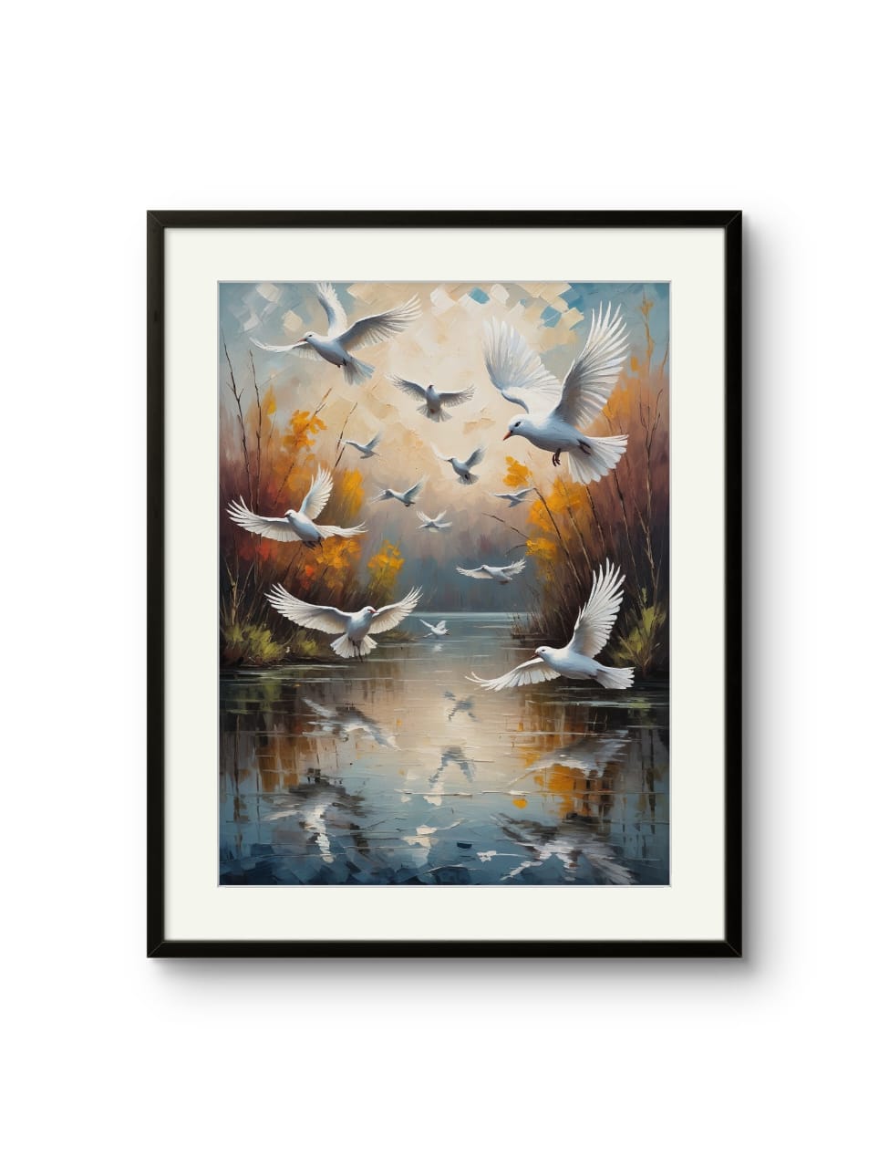 Birds over a lake