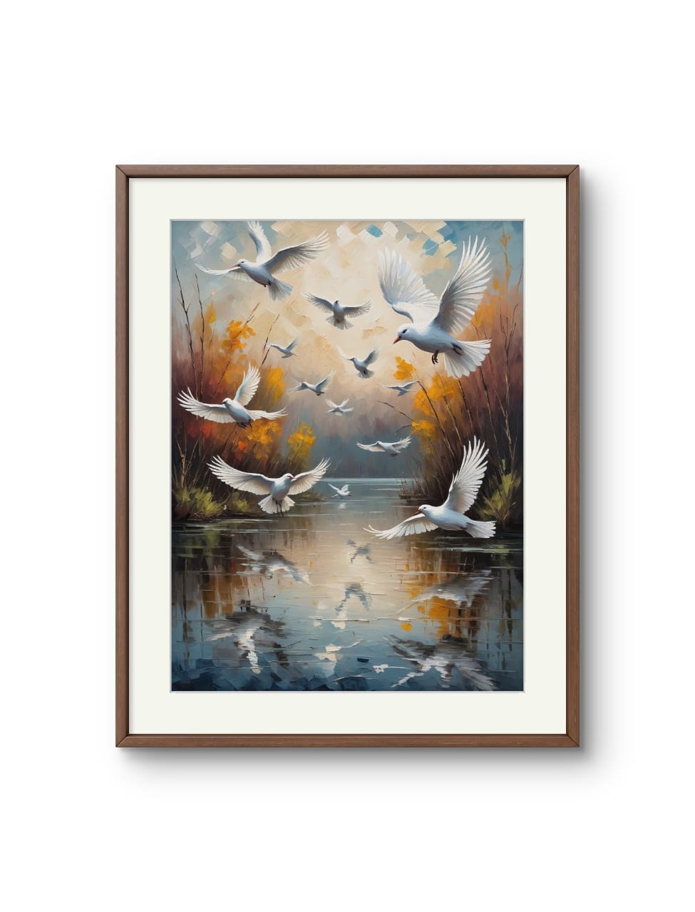 Birds over a lake