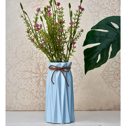 MI Hermosa Casa Ceramic Style Modern Flower Vase Round Neck Vase -Blue