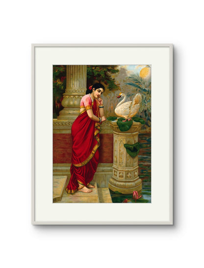 Raja Ravi Varma - Princess Damyanthi talking to the Royal swan