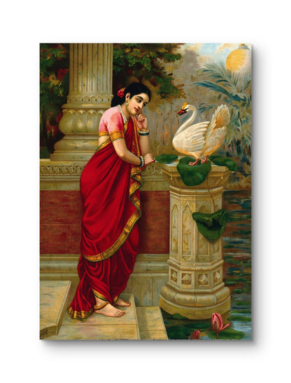 Raja Ravi Varma - Princess Damyanthi talking to the Royal swan