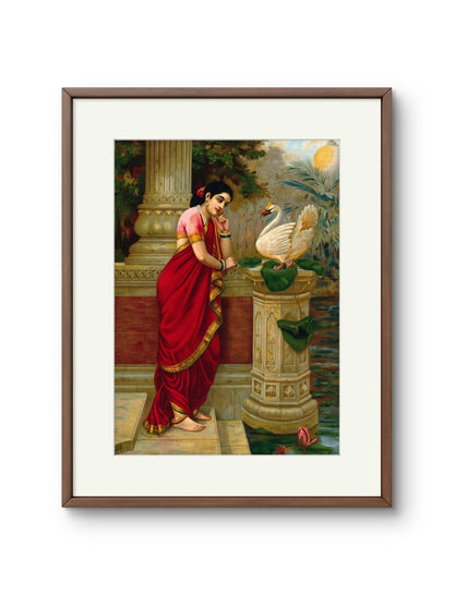 Raja Ravi Varma - Princess Damyanthi talking to the Royal swan