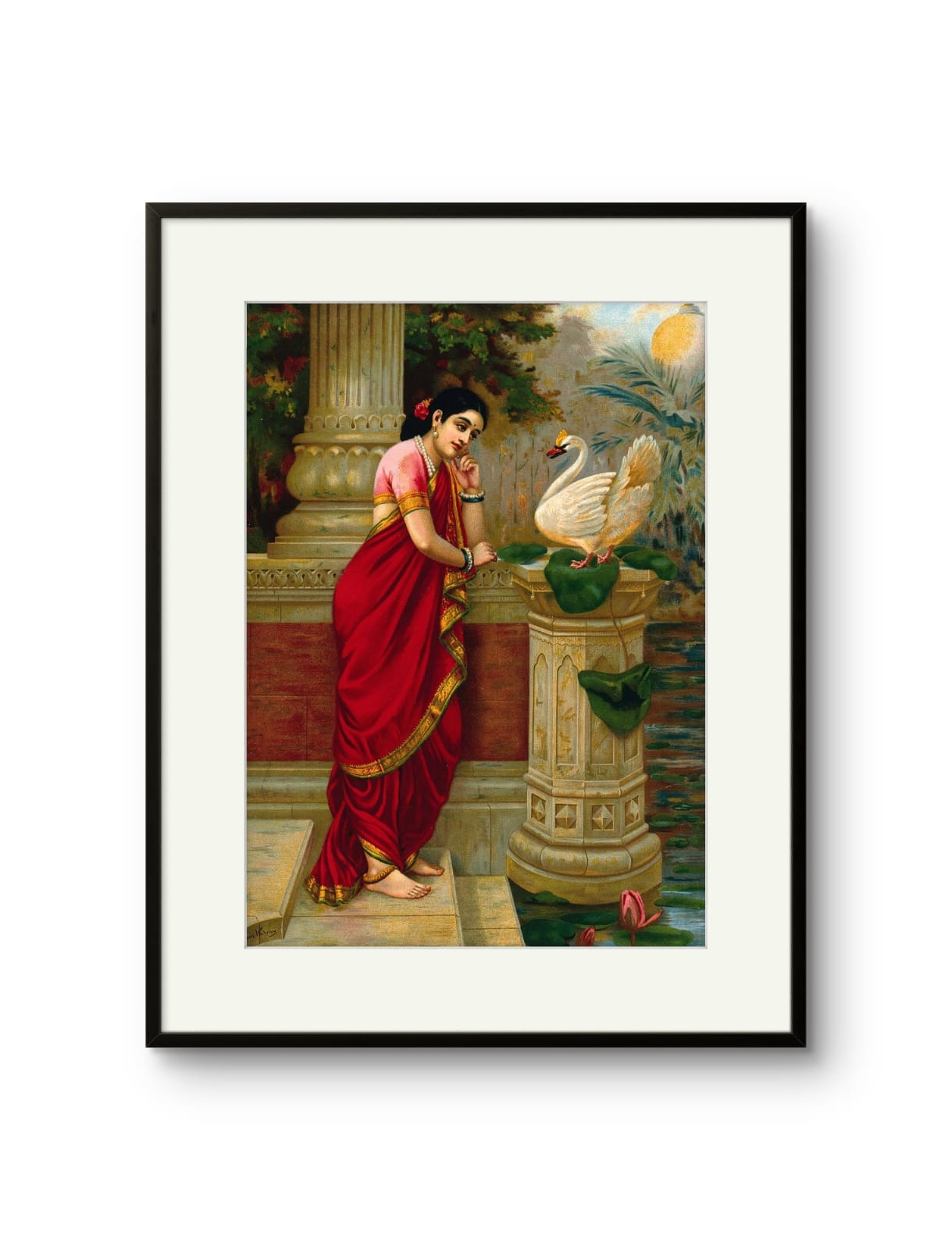 Raja Ravi Varma - Princess Damyanthi talking to the Royal swan