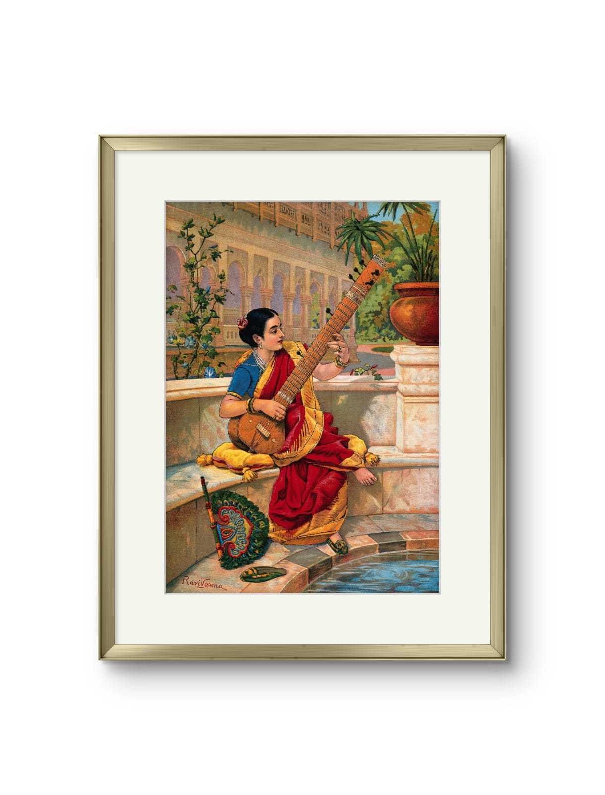 Raja Ravi Varma - Indian woman playing a Sitar