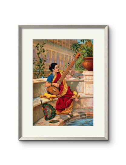 Raja Ravi Varma - Indian woman playing a Sitar