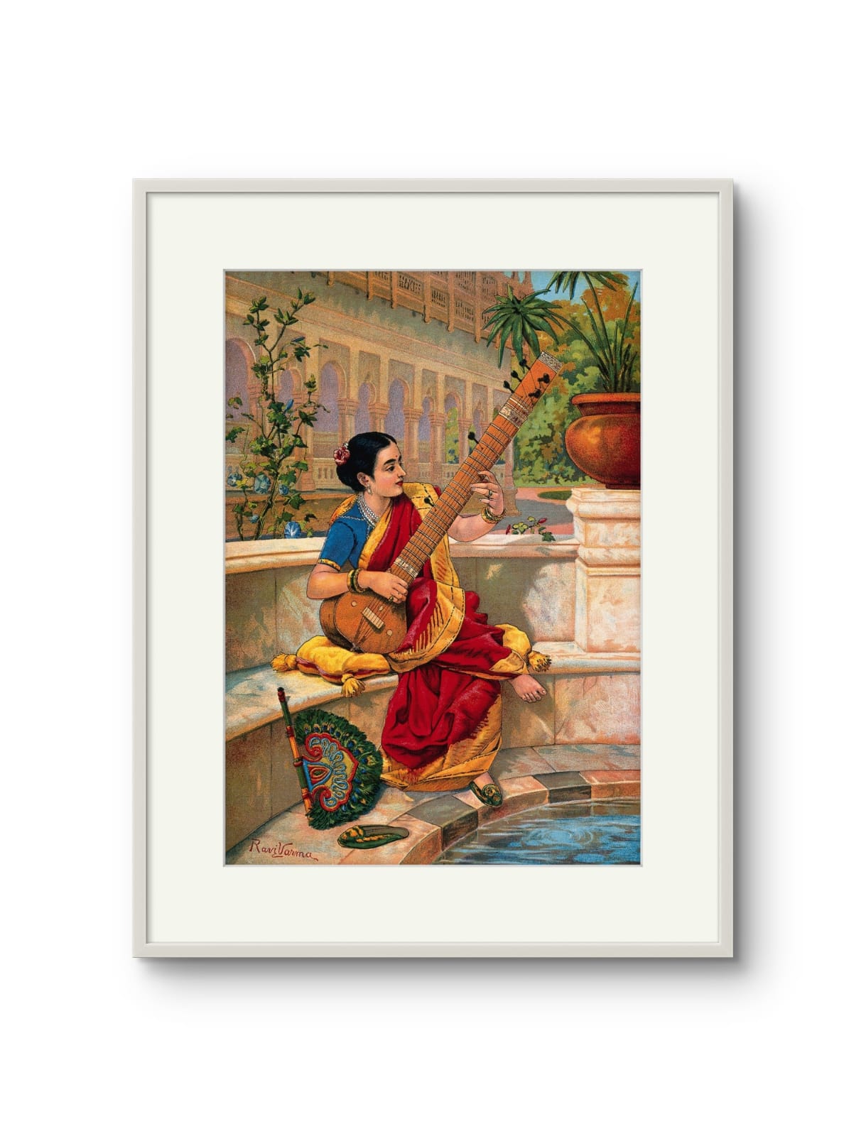 Raja Ravi Varma - Indian woman playing a Sitar