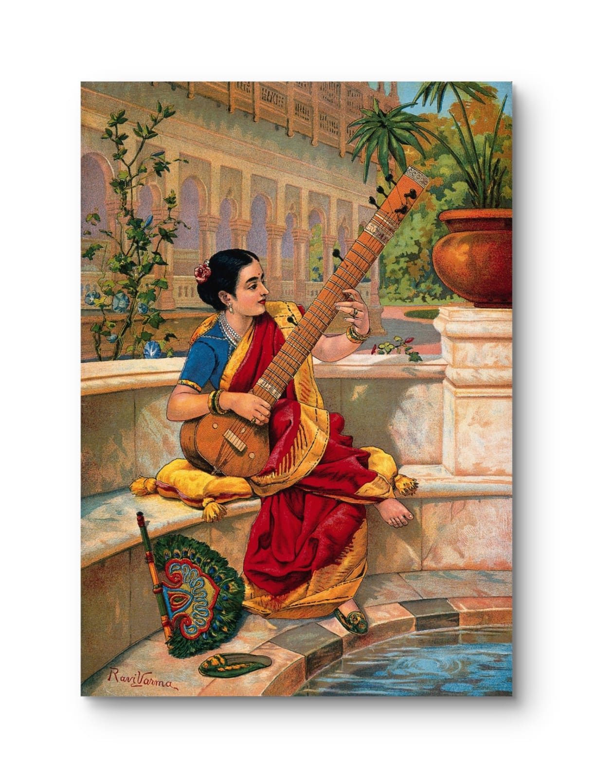 Raja Ravi Varma - Indian woman playing a Sitar