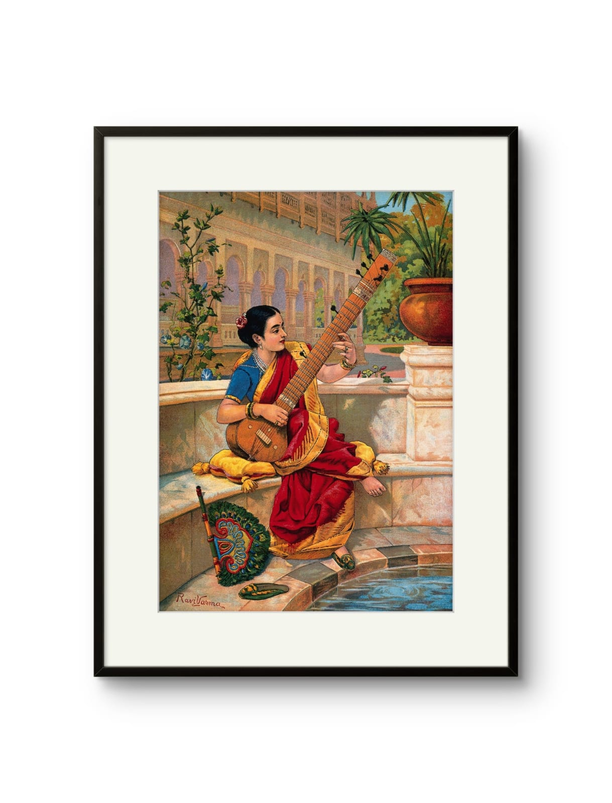 Raja Ravi Varma - Indian woman playing a Sitar