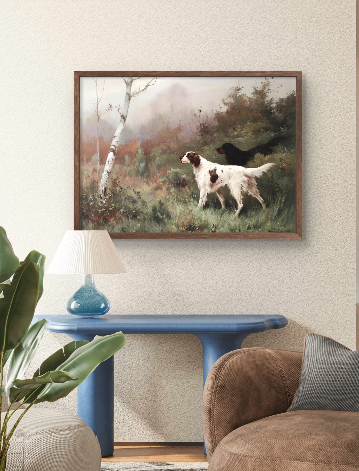 Irish white setter -Vintage Painting