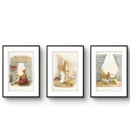 Brahmins performing Pooja - Set of 3